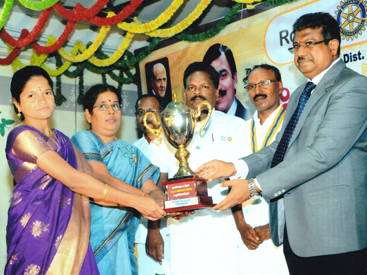 Received Rolling Cup from Rotary club of Thiruvarur for 100% result in X std