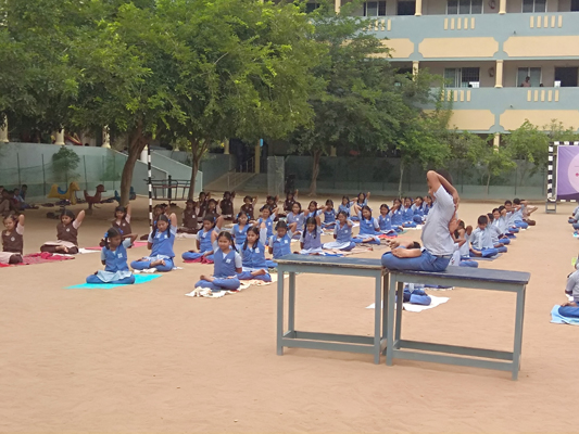 International Yoga Day at our school campus, association with Indian Express 21st June 2018.