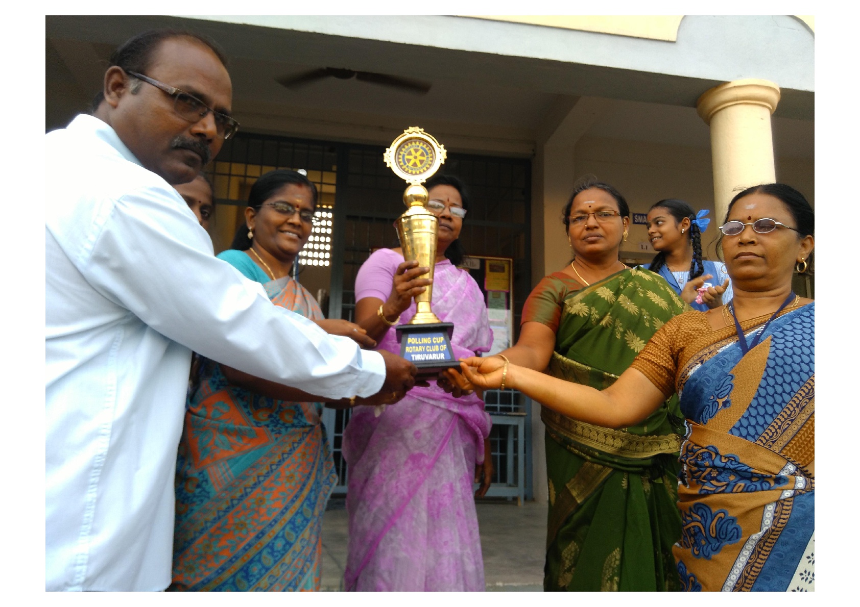 Rotary Club of Thiruvarur awarded Rolling Tropy to our school for +2 Public Examination, first place in Thiruvarur Town.