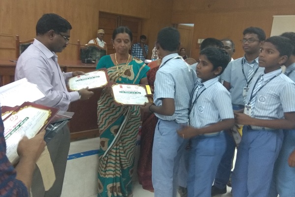 Our School Students received award from the Collector of Thiruvarur for World small savings competition