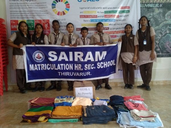 Sairam school Thiruvarur - Our students and school teachers share our SDG Project With Orphanages, To give dresses,foods,study material and snacks,fruits  we share our project. They were blessed us during gave dress