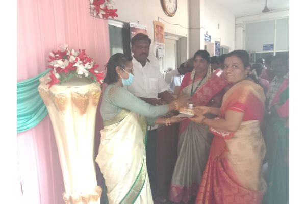 Celebration of Founder's Day at SaiRam MHSS TVR . Sweets,& Kabasura kudineer contributed to  all the staff.