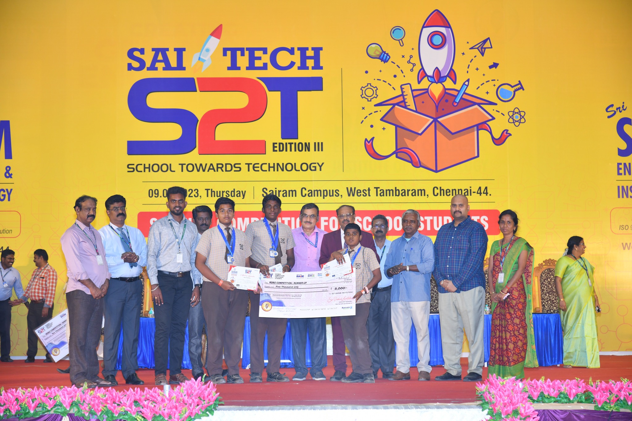 SaiRam MHSS TVR has won 2nd place and received ₹5000 cash award for SaiTechS2T Science Competition.