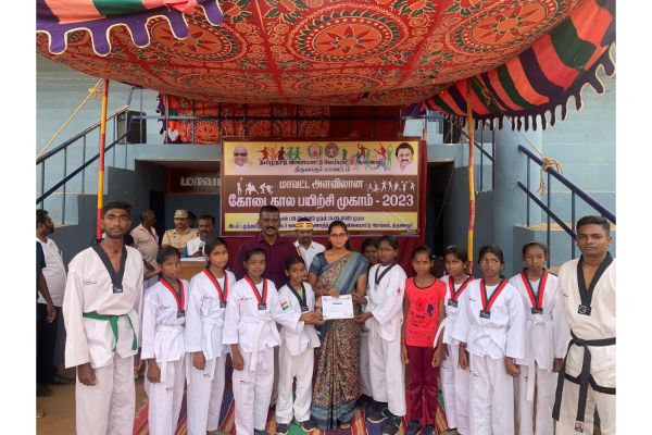 Our school Taekwondo team received Certificates from the Tmt. T.Charusree I.A.S District Collector for District Summer Camp.